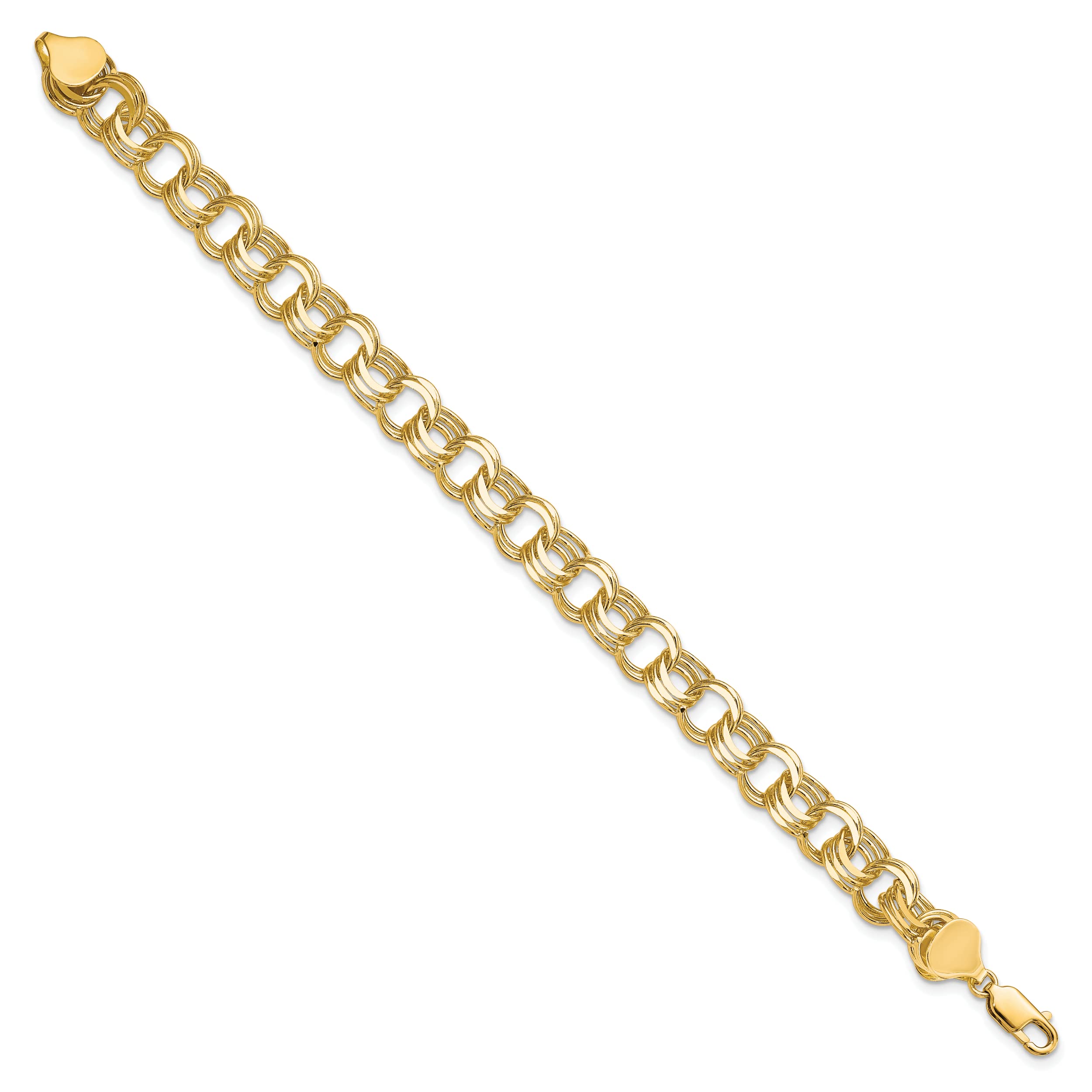 **Avariah 10k Yellow Gold Triple Link Charm Bracelet & Anklet - 7