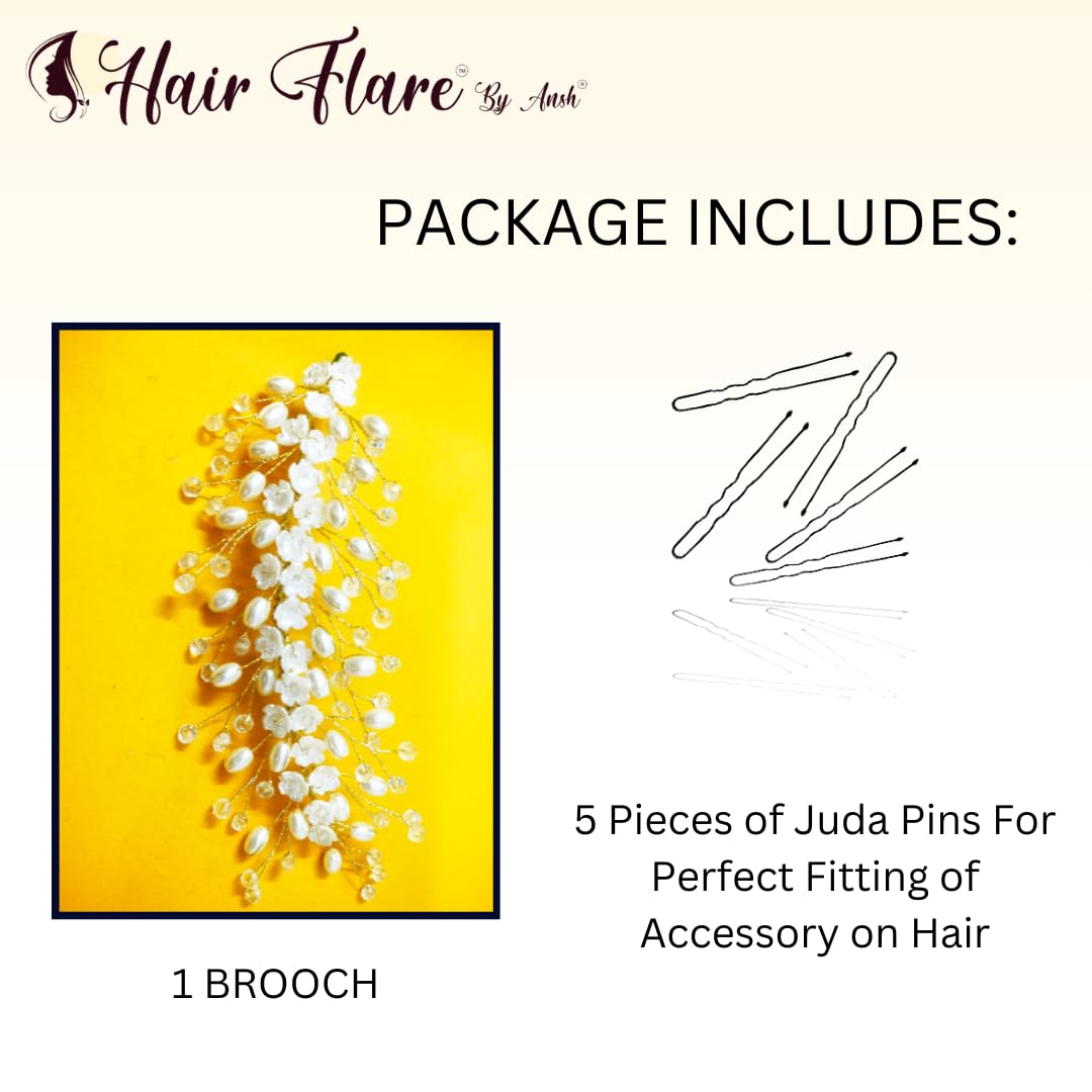 Elegant Floral Pearl Hair Bun Clip for Women & Girls - Wedding Bridal Hair Accessories with Artificial Flowers & Pearls - Stylish Hair Pins & Brooches for Hairstyle Decoration - Perfect for Bridal Parties, Prom & Special Occasions