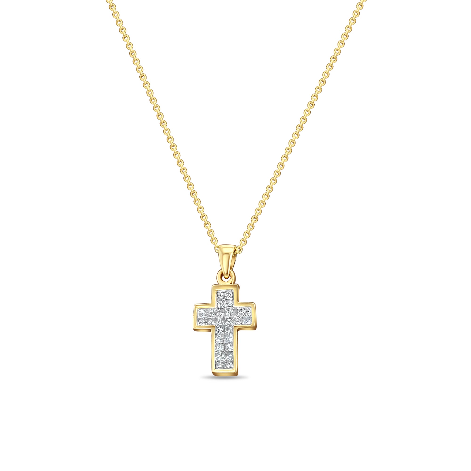 0.5 Carat Princess Cut Diamond Cross Pendant Necklace for Women - Elegant & Timeless Jewelry Gift for Christmas, Wedding, Anniversary & Special Occasions
