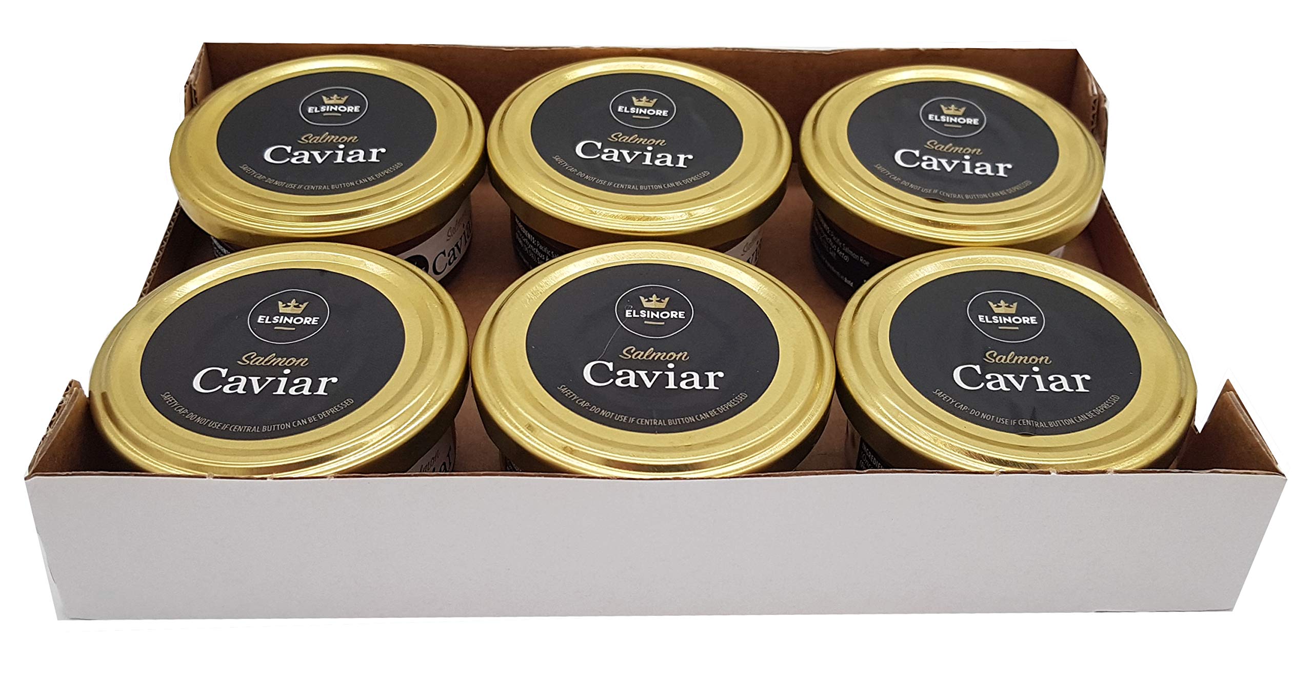 Premium ELSINORE Fresh Salmon Caviar 50g (Pack of 6 Jars) - Gourmet Seafood Delicacy for Special Occasions & Luxury Dining