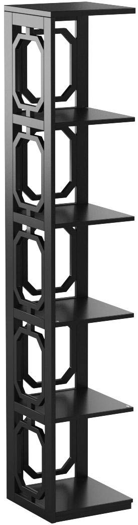 Convenience Concepts Omega 5-Tier Corner Bookcase in Black - Space-Saving Storage Solution for Living Room, Office & Bedroom
