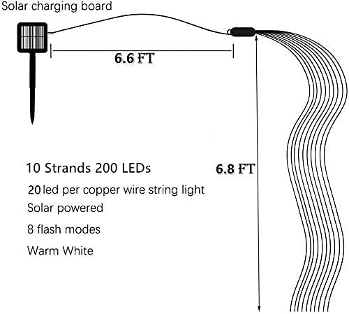 Solar Powered Fairy String Lights Outdoor - 10 Strands 200 LEDs Watering Can Lights, Waterproof Cool White Firefly Bunch Lights for Garden, Vine & Christmas Decor - Perfect Gift for Mom | Ideal for Patio, Backyard, Wedding & Holiday Decorations
