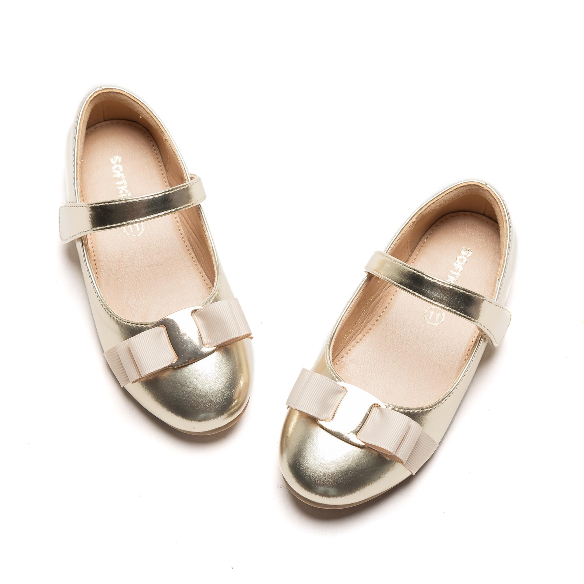 SOFTKIDS Toddler Girls Dress Shoes - Mary Jane Princess Ballet Flats for Little Girls - Perfect for Weddings, Parties & Special Occasions