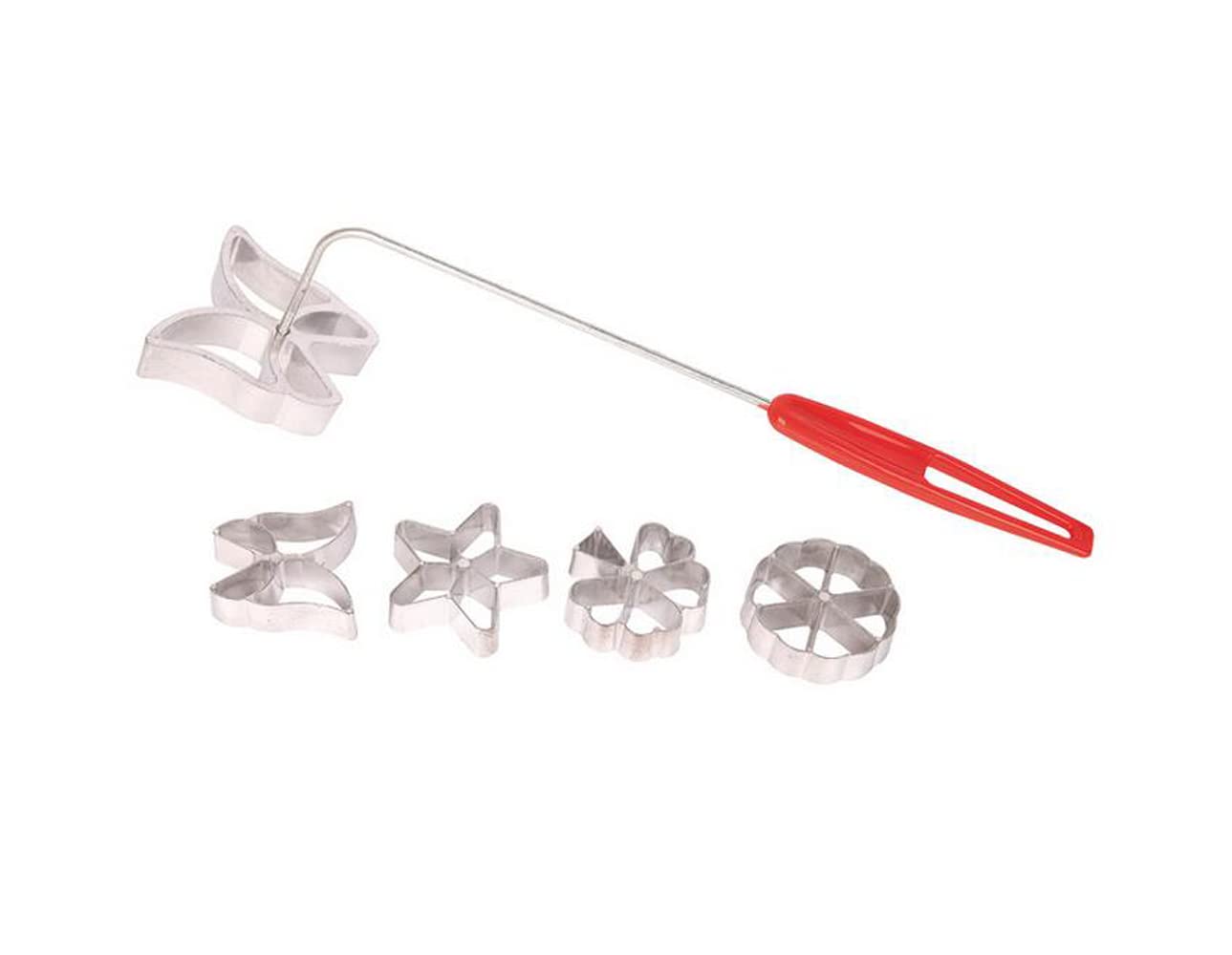 Rosette Set Waffle Molds - 4 Design Non-Stick Baking Molds (Butterfly, Star, Tree, Wheel) with Lifting Tool for Cake Decorating, Pancakes & Desserts | Perfect for Home Baking, Party Treats & Holiday Cooking