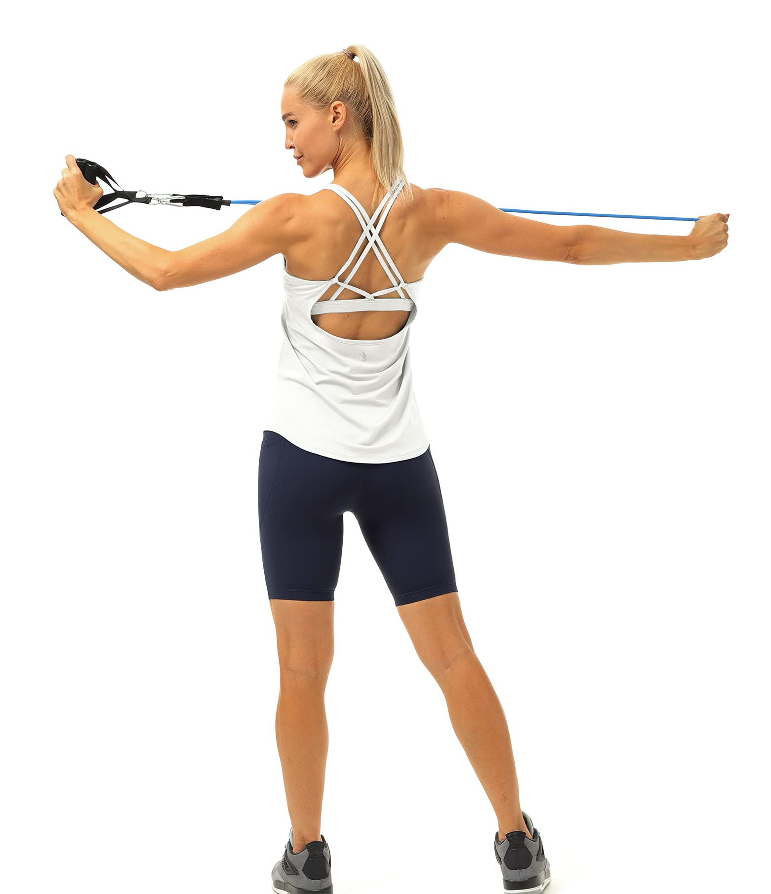 Icyzone Women's Workout Tank Tops with Built-in Bra - Strappy Athletic Yoga Shirts for Running, Gym & Exercise | Perfect for Yoga, HIIT & Fitness Training