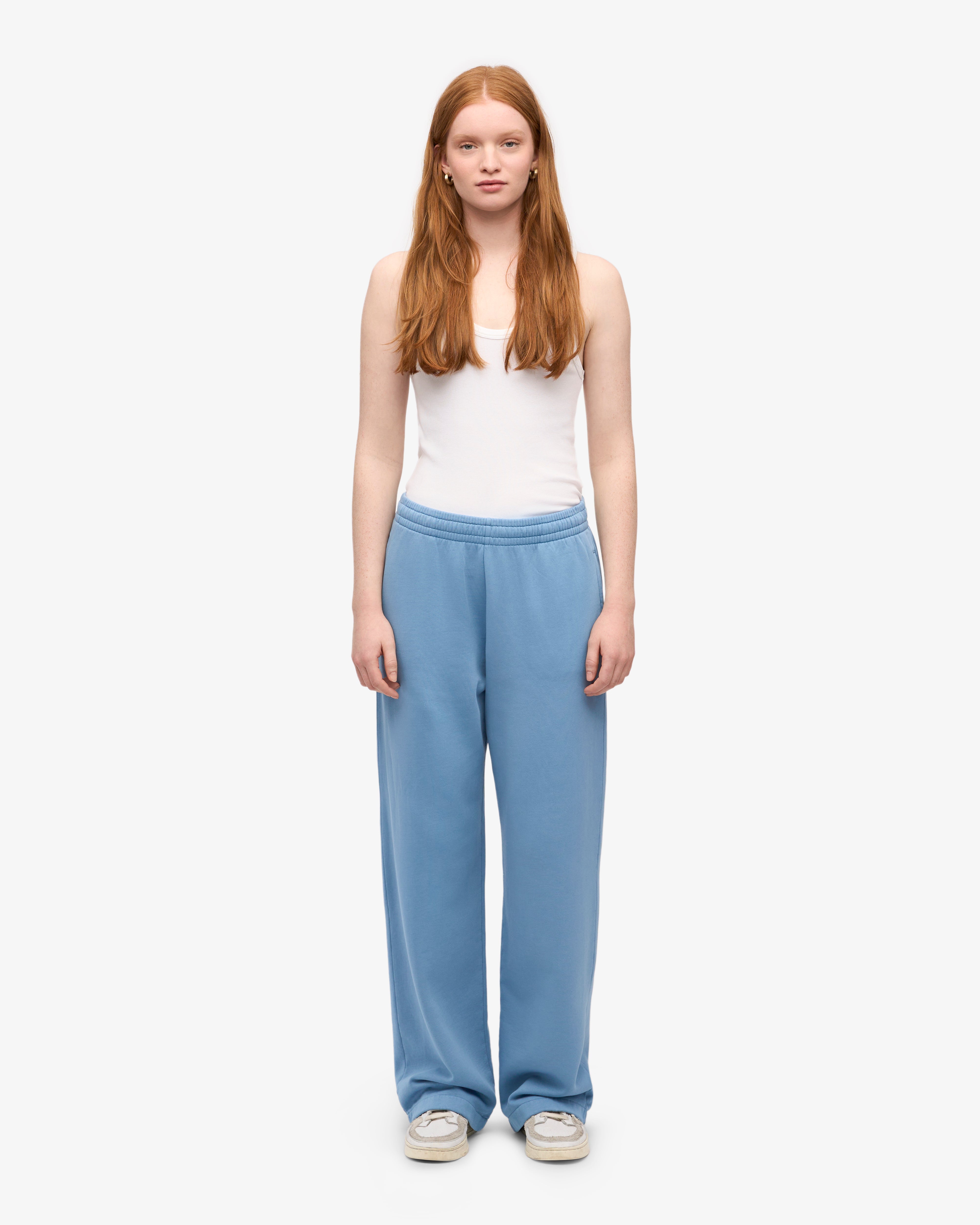Organic Straight Leg Sweatpants for Women - Soft & Comfortable Seaside Blue Lounge Pants - Perfect for Yoga, Running, Travel & Relaxing at Home