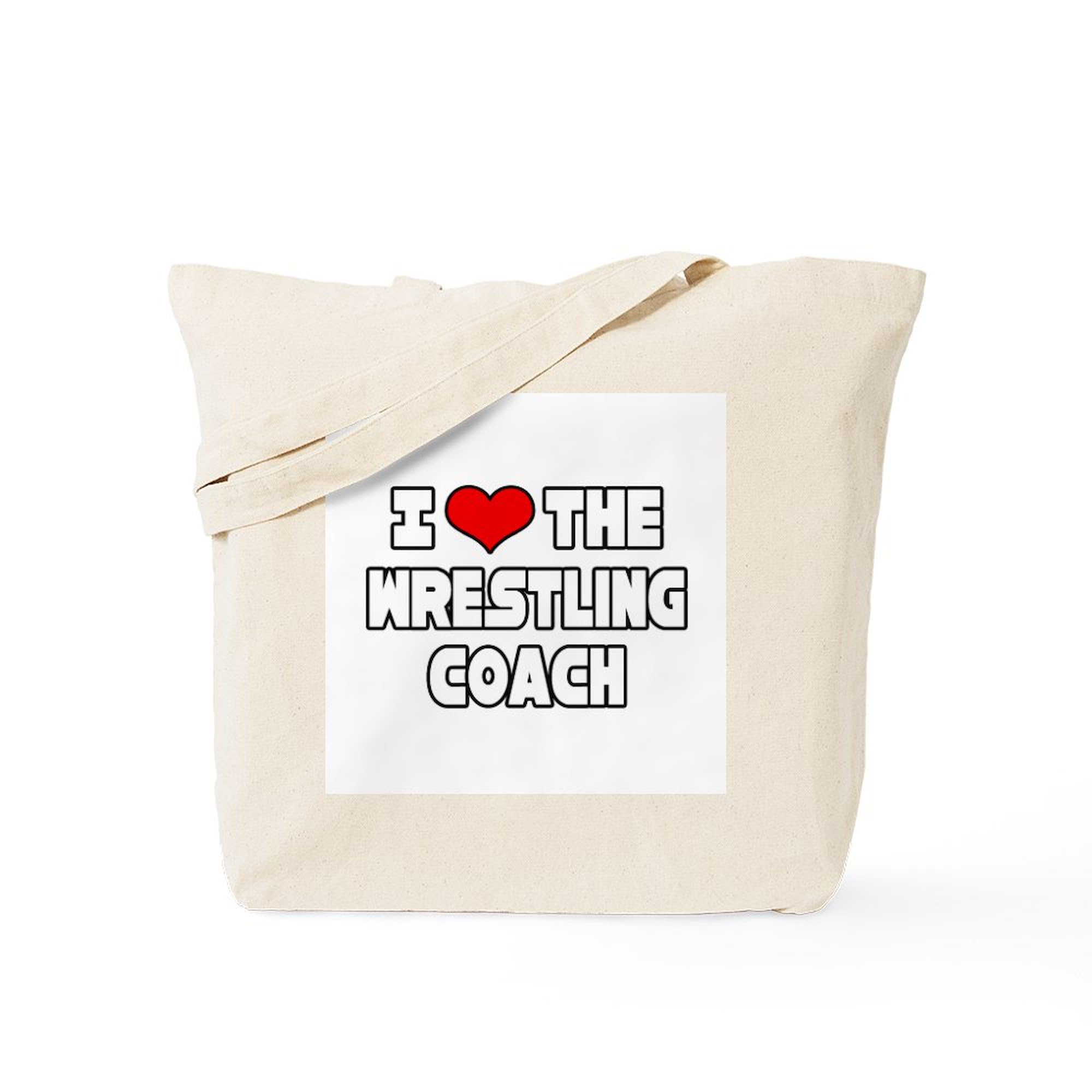 I Love The Wrestling Coach Tote Bag - Natural Canvas Reusable Shopping Bag for Gym, School & Groceries | Eco-Friendly & Durable