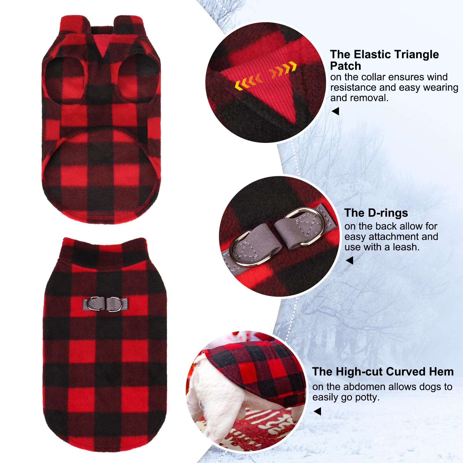 BEAUTYZOO Fleece Dog Vest - Winter Jacket for Small, Medium & Large Dogs - Cold Weather Coat with D-Ring Leash & Hood - XS/S/M Sizes for Male & Female Pets - Perfect for Outdoor Walks, Park Visits & Winter Adventures