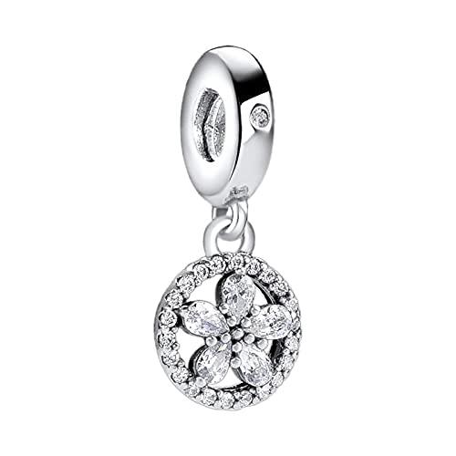 Pandora Style 925 Sterling Silver Rose Zircon Pendant - Rose Gold Charm Bead for Bracelet & Necklace Jewelry Making - Perfect for Women's Gifts & Everyday Wear