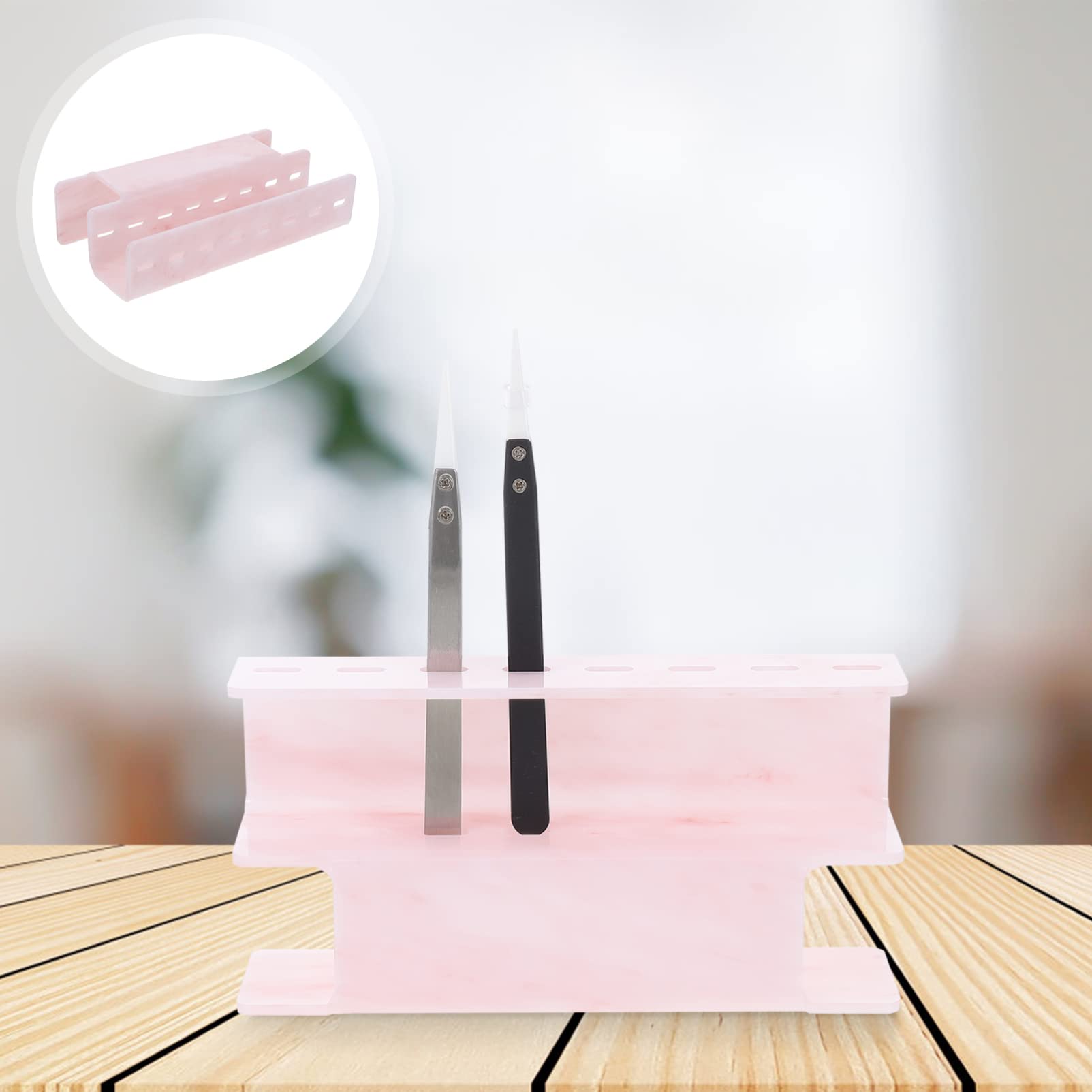 FOMIYES Acrylic Makeup Brush Organizer & Eyelash Holder - Marble Design Storage Stand for Tweezers, Brushes, and Beauty Tools | Perfect for Salon, Vanity, and Home Makeup Organization