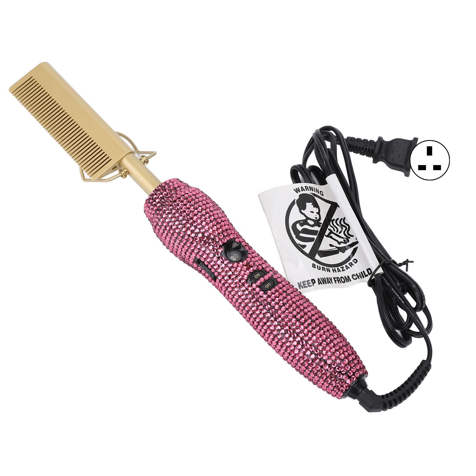 Fast Heating Electric Hot Comb for Hair Straightening & Styling - 220V UK Plug - Perfect for Wigs, Beards, and Natural Hair at Home or Salon Use