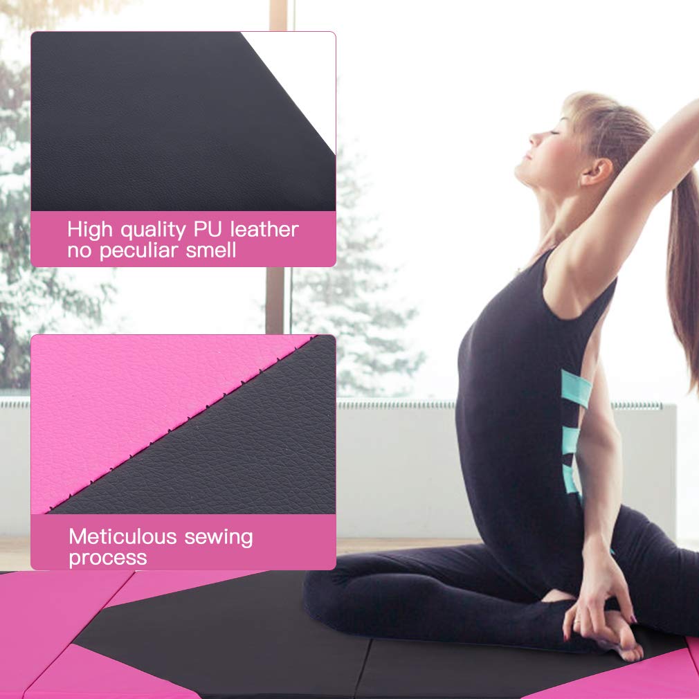 Premium 2-Inch Thick PU Leather Yoga Mat - Non-Slip Exercise Mat for Gymnastics, Pilates & Home Workouts | Folding Design with Carrying Handles | Ideal for Yoga Studios, Gym Floors & Home Fitness Spaces