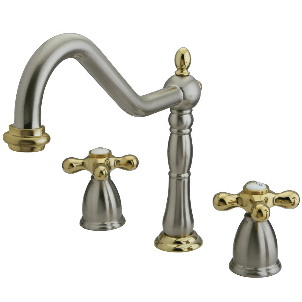 Kingston Brass KB1799AXLS Widespread Kitchen Faucet - Modern Stainless Steel Pull-Down Sprayer for Sink - Perfect for Home Kitchen Renovation and Daily Cooking Use