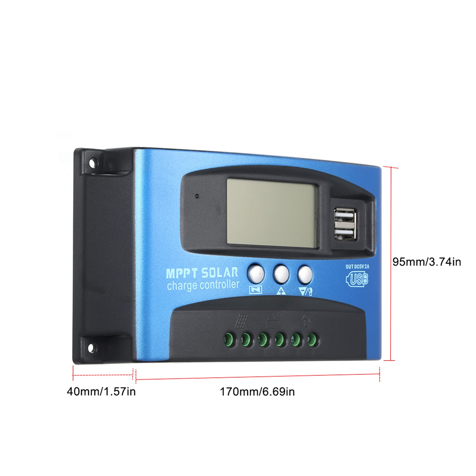 60A MPPT Solar Charge Controller with Dual USB & LCD Display - Auto Solar Panel Charger Regulator for RV, Boat, Off-Grid Power Systems - pekdi