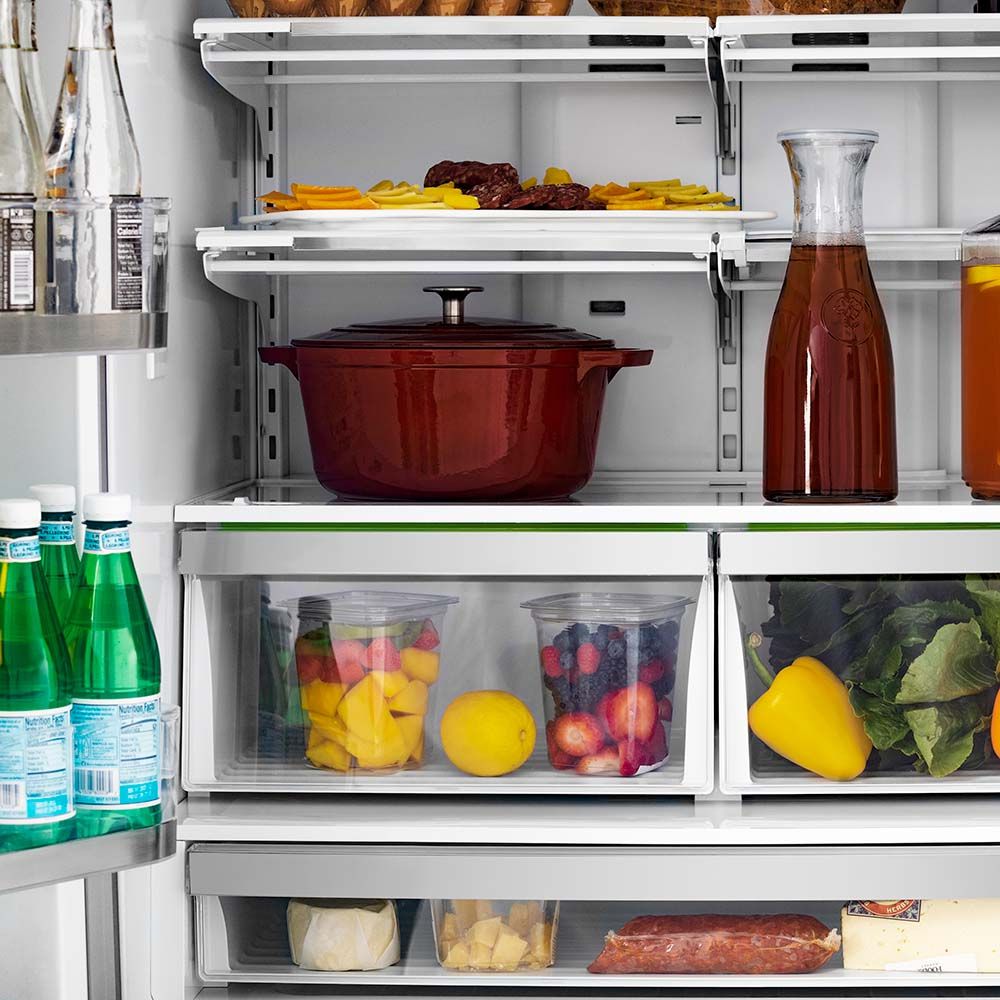 ZLINE Autograph Edition 36 Inch Counter Depth French Door Refrigerator - 22.5 cu ft Stainless Steel with Ice Maker & Champagne Bronze Handles | Fingerprint Resistant | Perfect for Modern Kitchens & Open Concept Homes (RFMZ 36 CB)