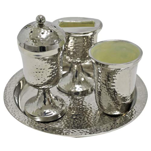 Premium Havdallah Set for Sabbath & Jewish Holidays - 4-Piece Hammered Aluminum Candle & Spice Kit | Perfect for Home Ceremonies & Gift Giving