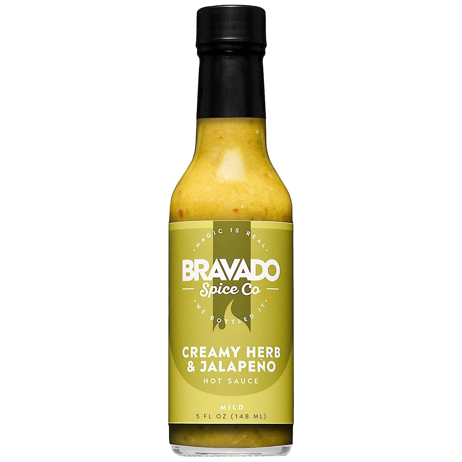 BRAVADO SPICE Creamy Herb & Jalapeno Hot Sauce - 5 Fl Oz Bottle | Spicy Jalapeno Pepper Sauce with Creamy Herbs | Perfect for Tacos, Wings, Burgers & Mexican Food