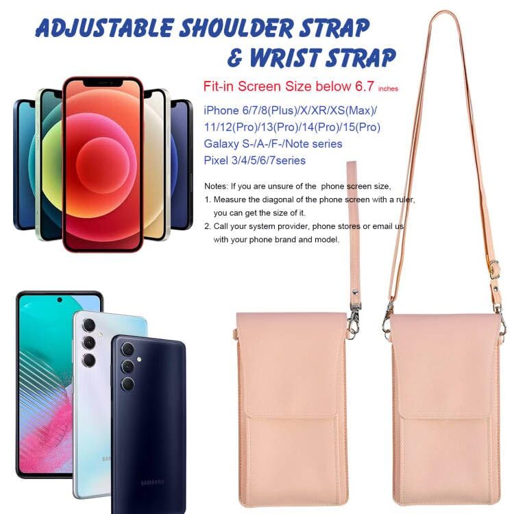 Ansxiy Pink Touchscreen Phone Purse Crossbody Bag for Women - Stylish RFID Blocking Wallet with Wrist Strap (Black) | Perfect for Shopping, Travel & Everyday Use