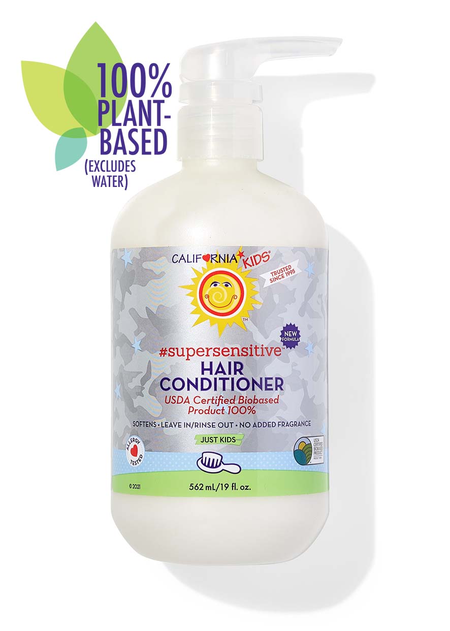 California Kids® #supersensitive™ Hypoallergenic Hair Conditioner for Sensitive Scalp - Gentle Baby & Kids Detangler for Dry, Curly Hair - Perfect for Daily Bath Time & Post-Swim Care