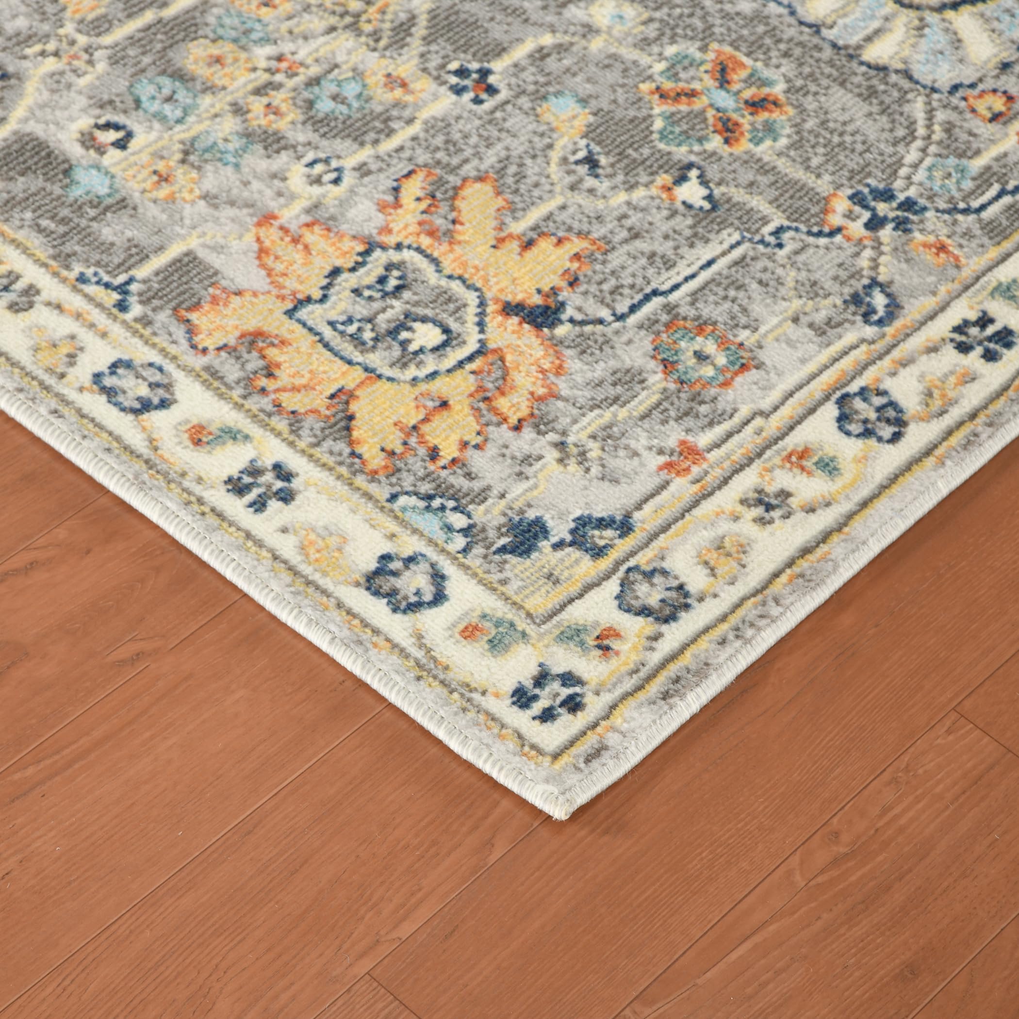 AMER Rugs Bohemian Hialeah Collection 8x10 Indoor/Outdoor Area Rug - Machine Washable Grey Bohemian Rug for Living Room, Bedroom, Dining Room, Kitchen | Perfect for Home Decor, Patio & High Traffic Areas