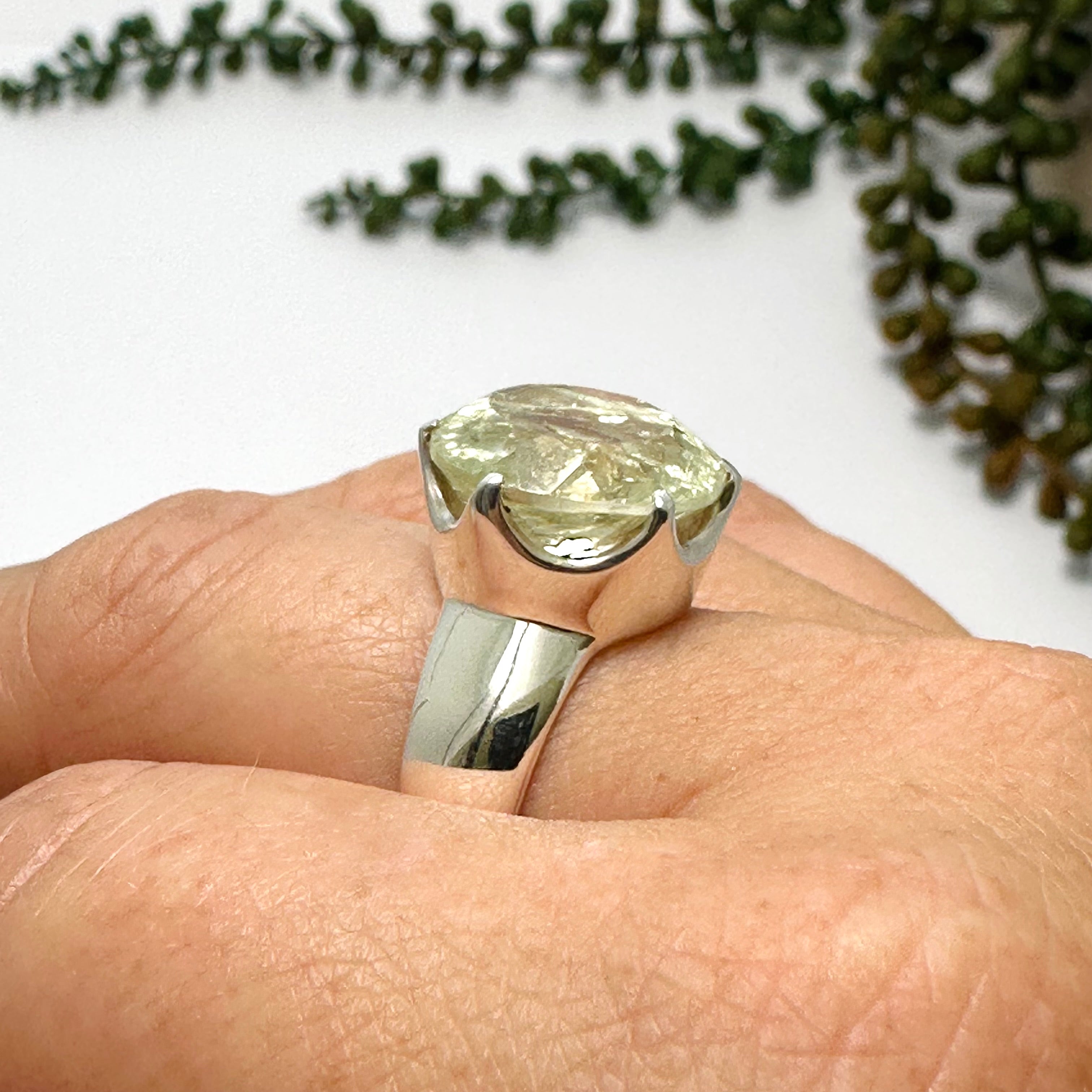 Heliodor Round Faceted Ring Size 9 - 14K Gold Plated Gemstone Jewelry for Women, Elegant Gift for Anniversary, Birthday & Special Occasions