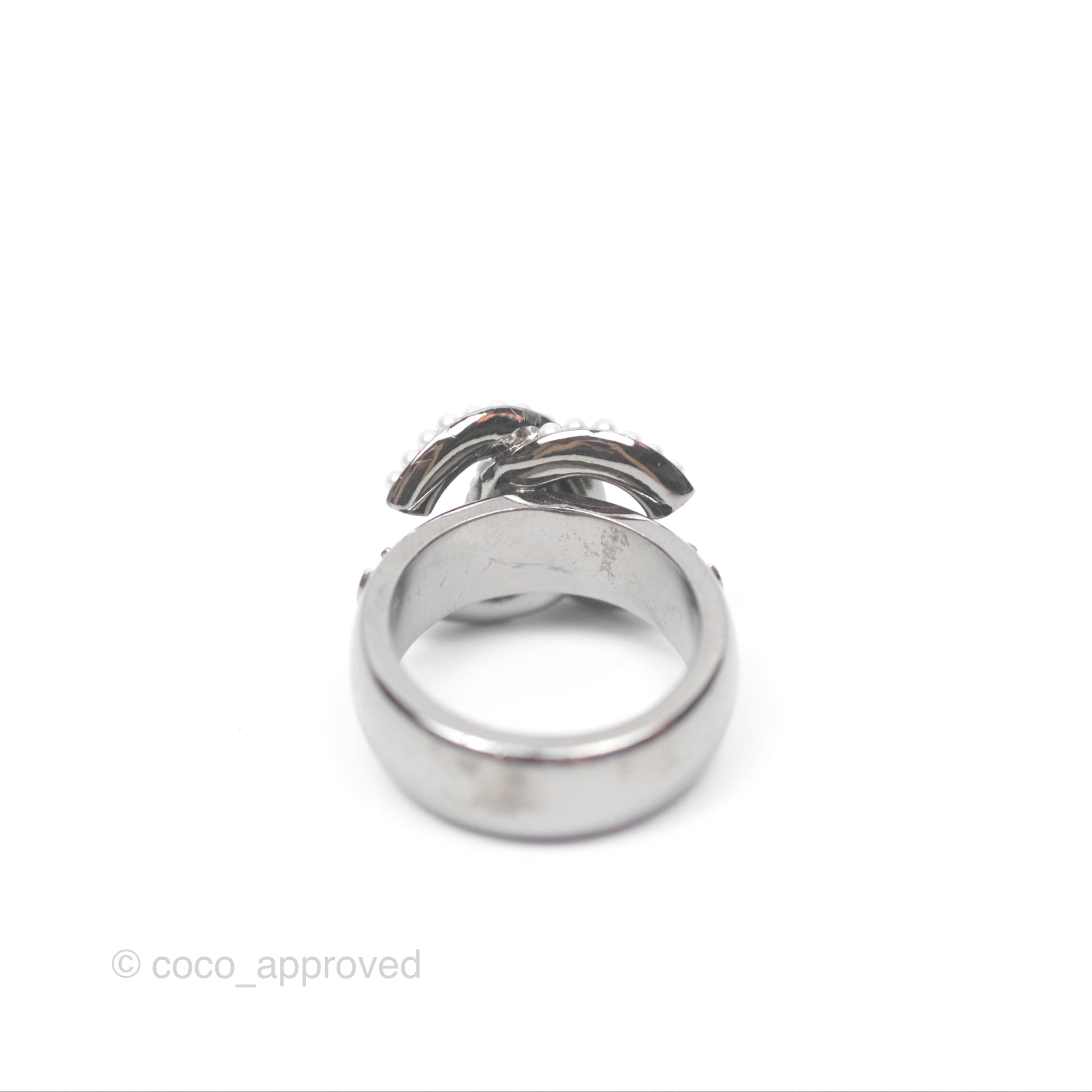Chanel CC Ring Brushed Silver Tone 10A - Elegant Fashion Jewelry for Women | Perfect for Parties, Weddings & Date Nights