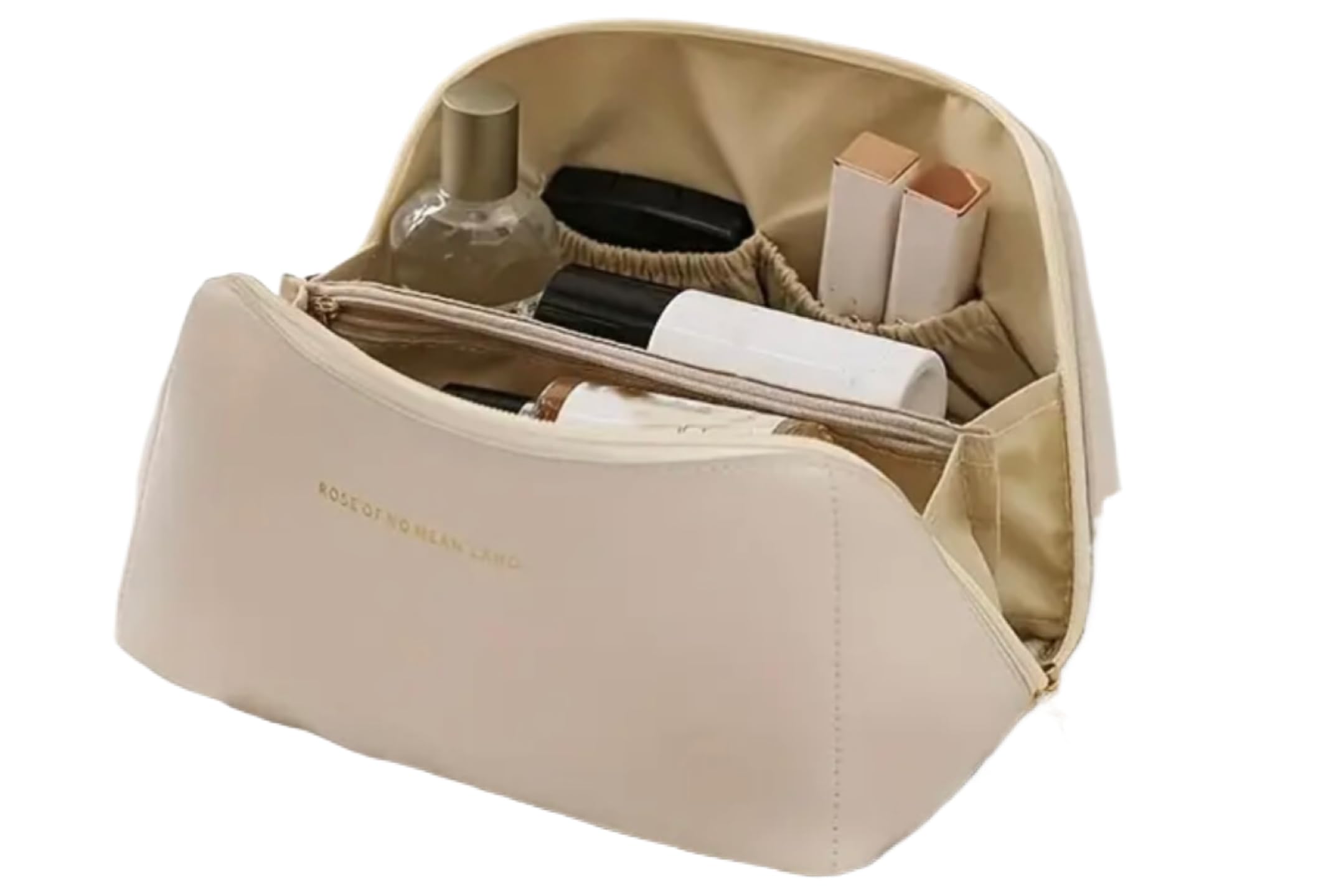 White Multifunctional Travel Cosmetic Bag - Waterproof Makeup Organizer with Zipper for Toiletries, Makeup Brushes & Accessories | Perfect for Travel, Gym, Home Storage & Daily Use