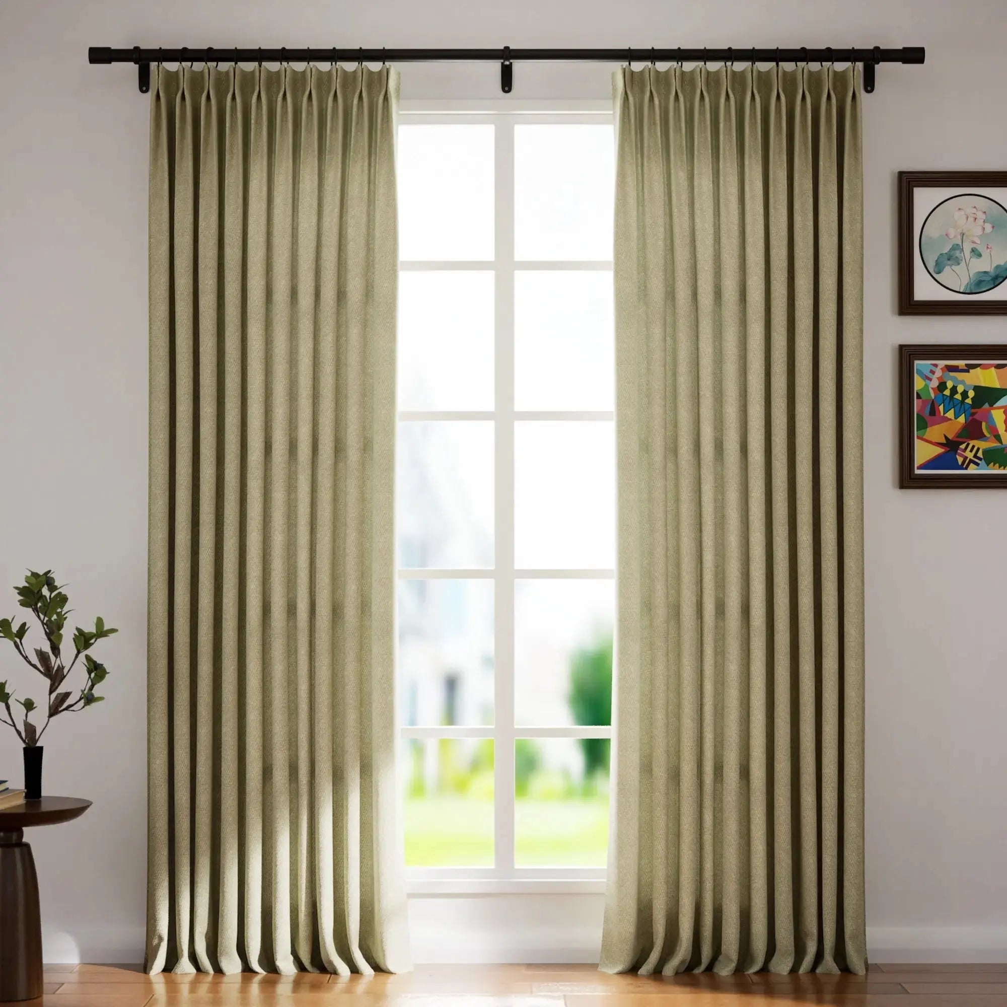 Vinny Twill Pleated Drapery Curtains - Elegant Window Treatments for Living Room, Bedroom & Home Decor