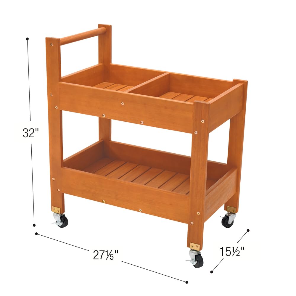 Heavy-Duty Rolling Storage Cart with Handle - Outdoor Utility Cart for Learning, Crafts & Active Play | Portable Organizer for Patio, Garden & Classroom Use