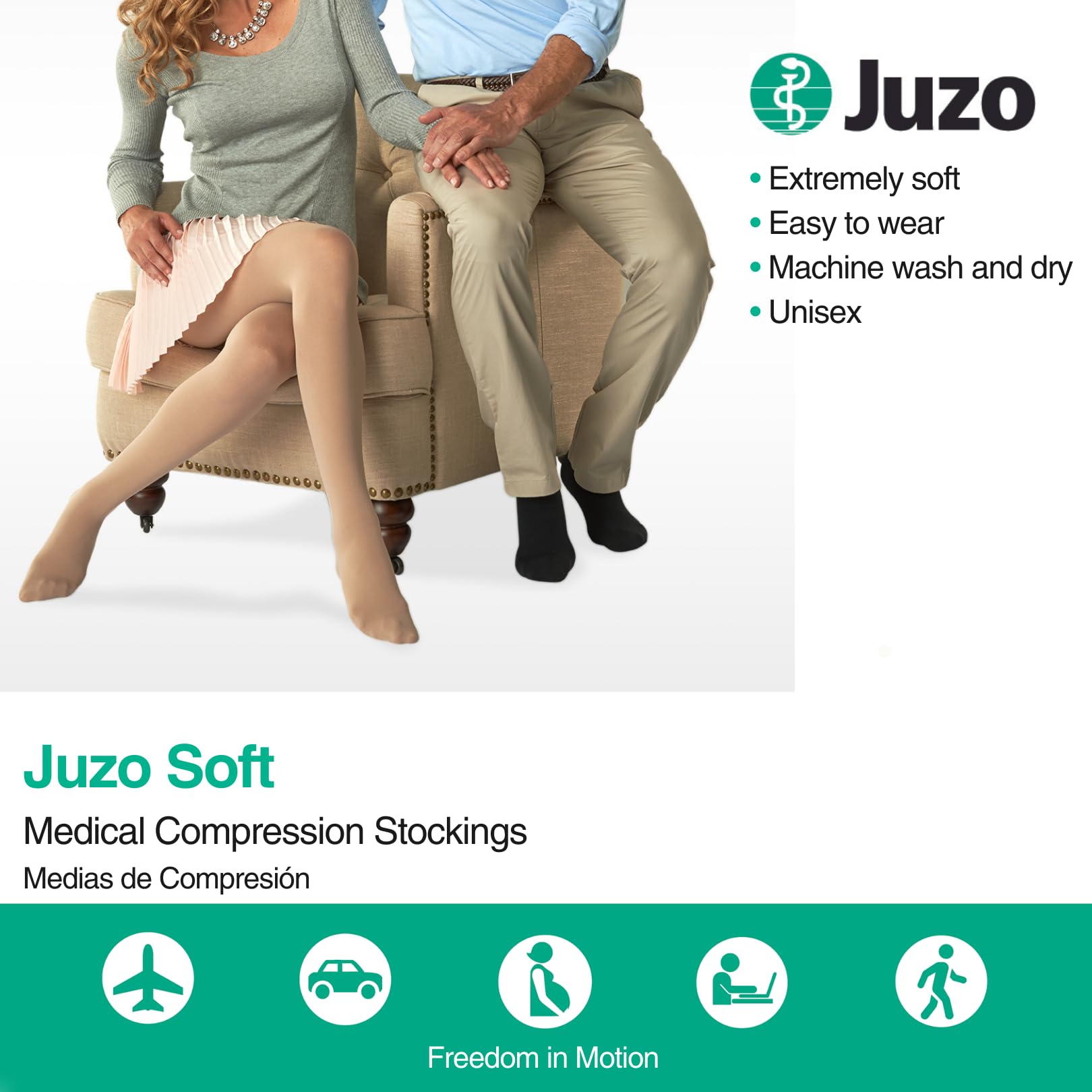 Juzo Soft 30-40 mmHg Thigh High Compression Stockings with Silicone Band - Closed Toe Medical Support Socks for Women & Men - Relief for Varicose Veins, Edema, Orthostatic Hypotension & Post-Surgery Recovery - Perfect for Travel, Work & Daily Comfort