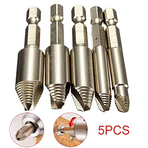 5-Piece Screw Extractor Drill Bit Set - 1/4