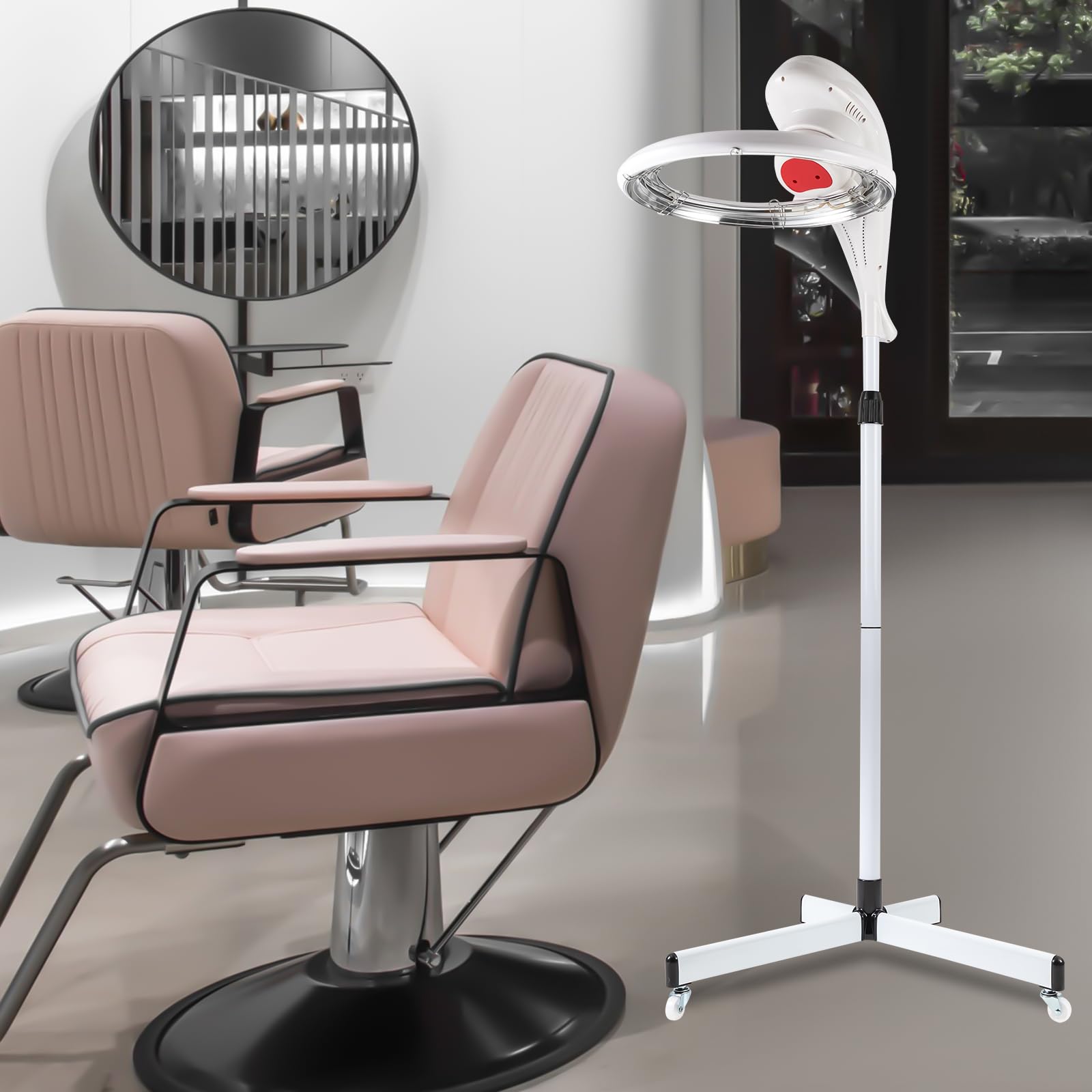 Professional 950W Orbiting Infrared Hair Dryer with Stand - Salon-Grade Rotating Hair Processor for Faster Drying & Styling | Perfect for Salons, Spas & Home Use (White)