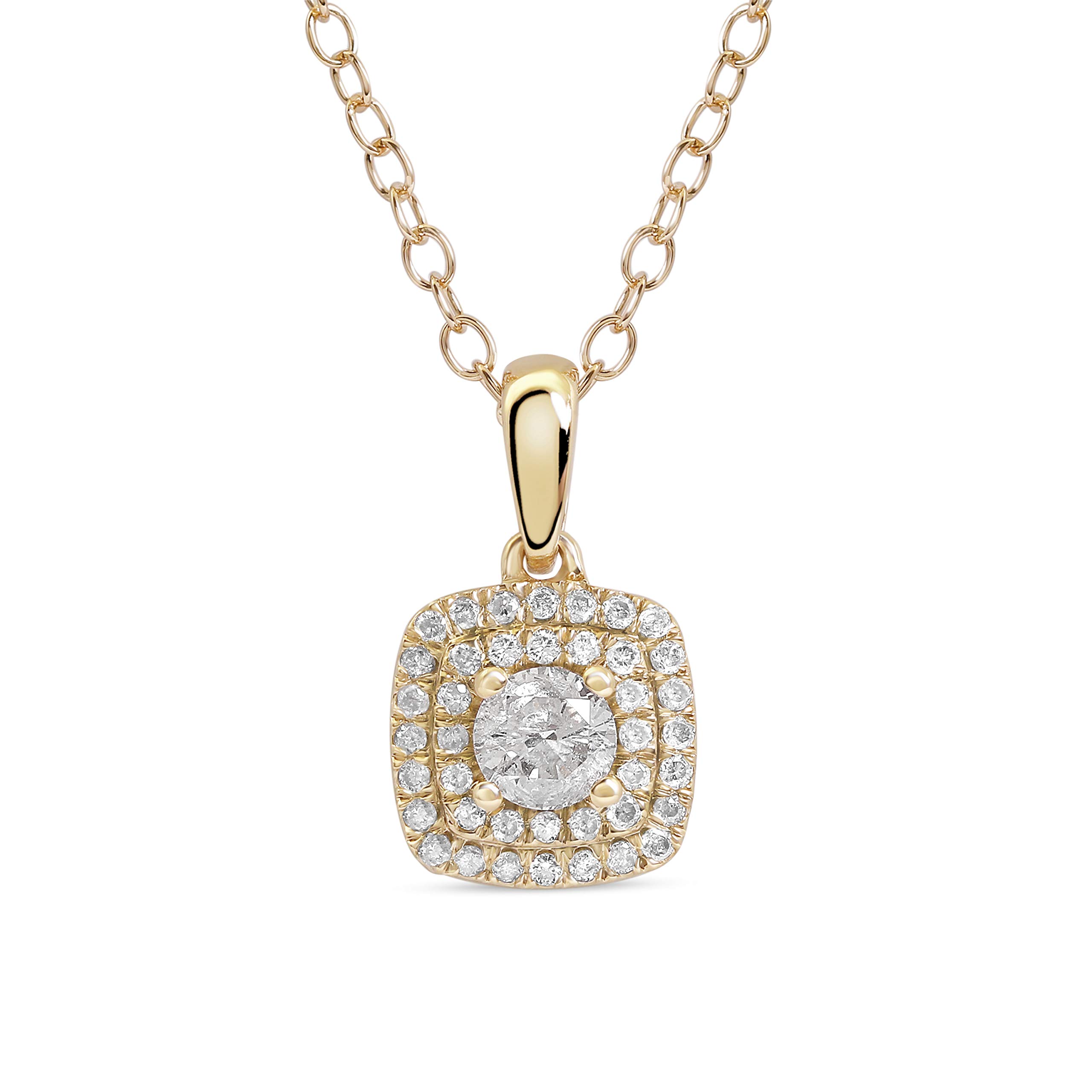 1/4 CT.TDW Sterling Silver Diamond Halo Pendant Necklace for Women - Rhodium Plated Elegant Jewelry Gift for Her, Birthday, Anniversary & Special Occasions | Labella