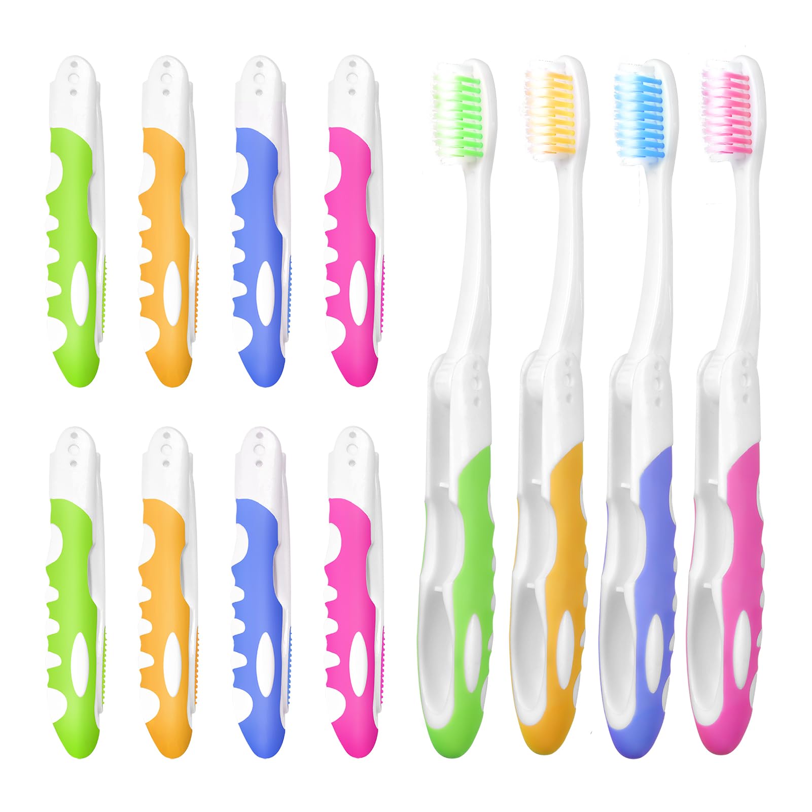 EasyHonor Bulk Travel Toothbrushes - 12 Pack Foldable Portable Toothbrushes with Case, Soft Bristles for Sensitive Teeth | Individually Wrapped for Hygiene | Perfect for Travel, Camping, School & Home Use