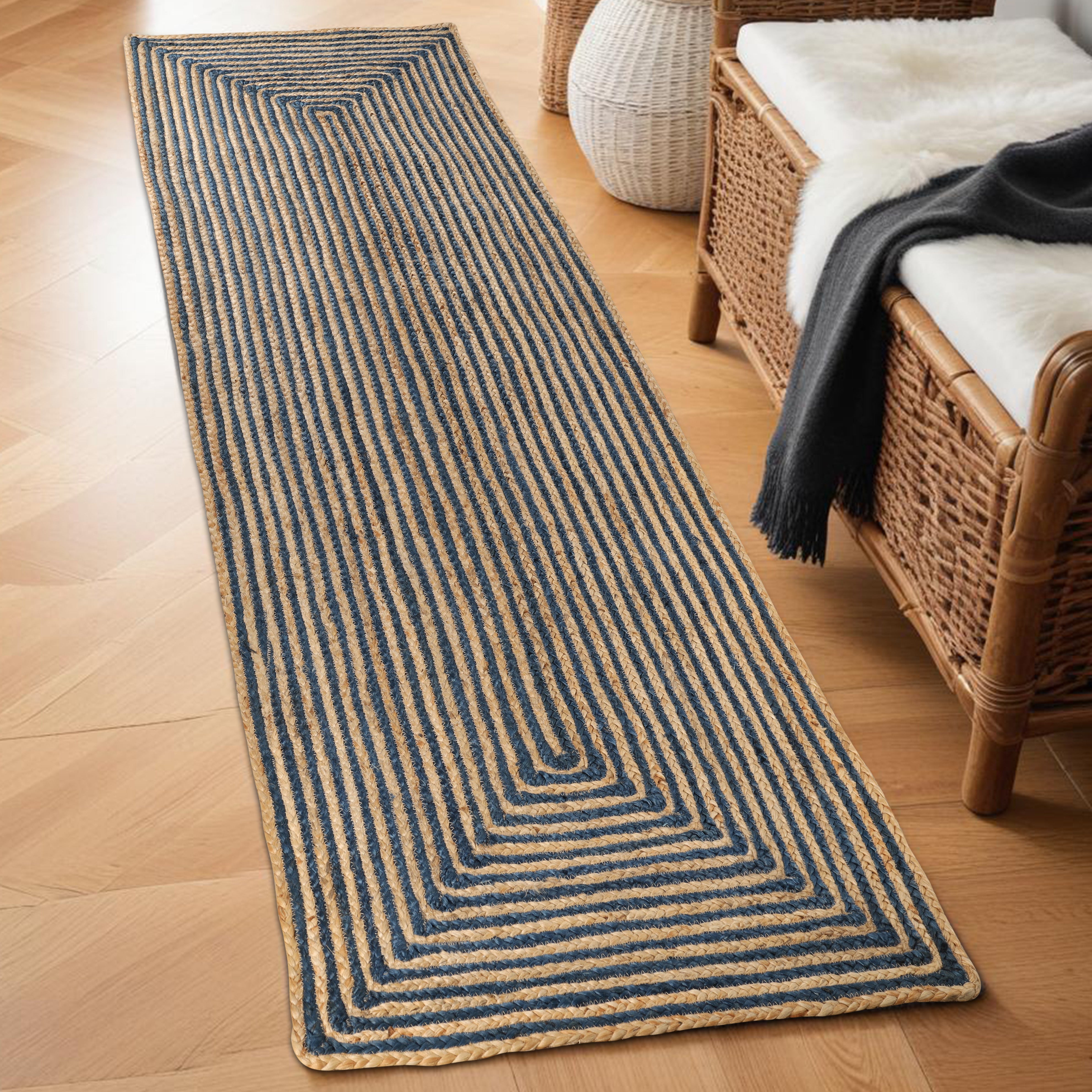 Braided Jute Reversible Handwoven Rug - Natural Fiber Indoor/Outdoor Area Rug for Living Room, Bedroom, Patio & Deck - Eco-Friendly Home Decor