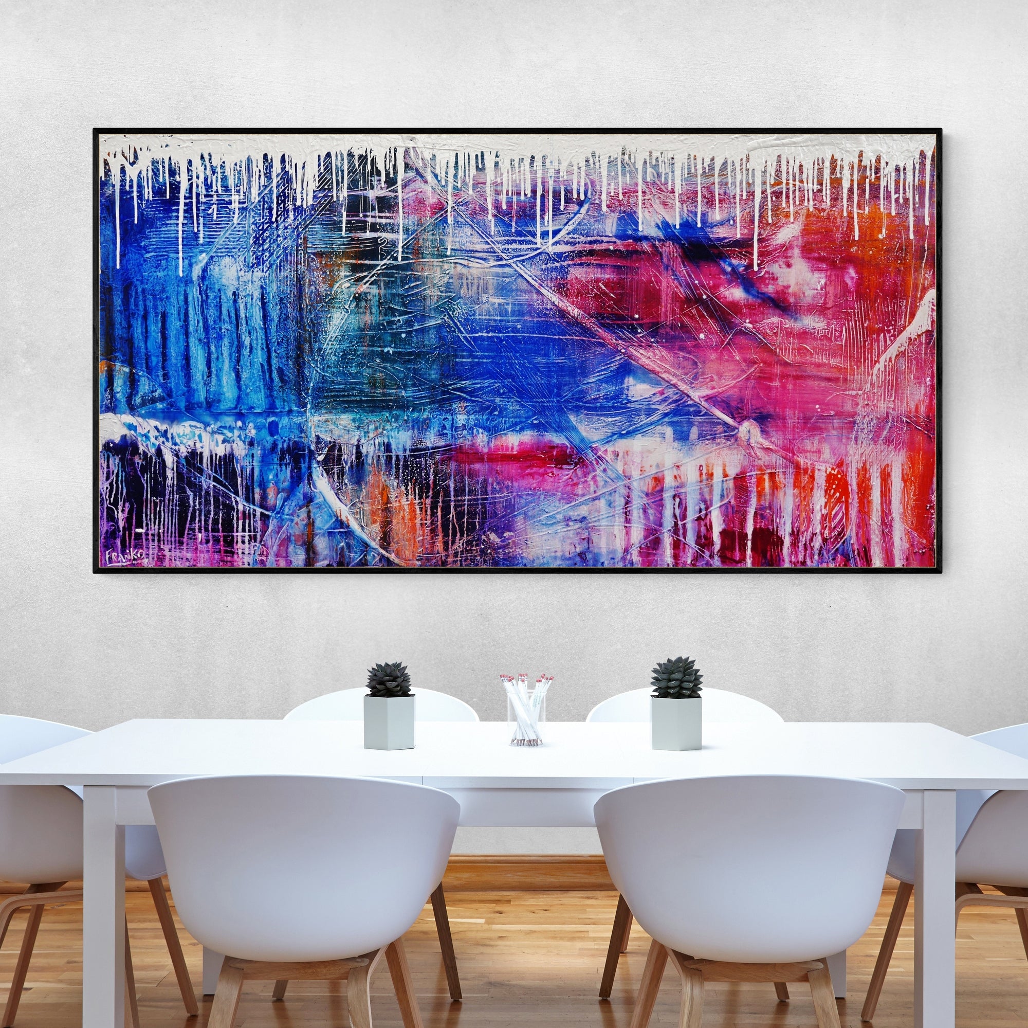 Grunge Riot 190cm x 100cm Colorful Textured Abstract Canvas Art - Perfect for Modern Living Room & Bedroom Wall Decor