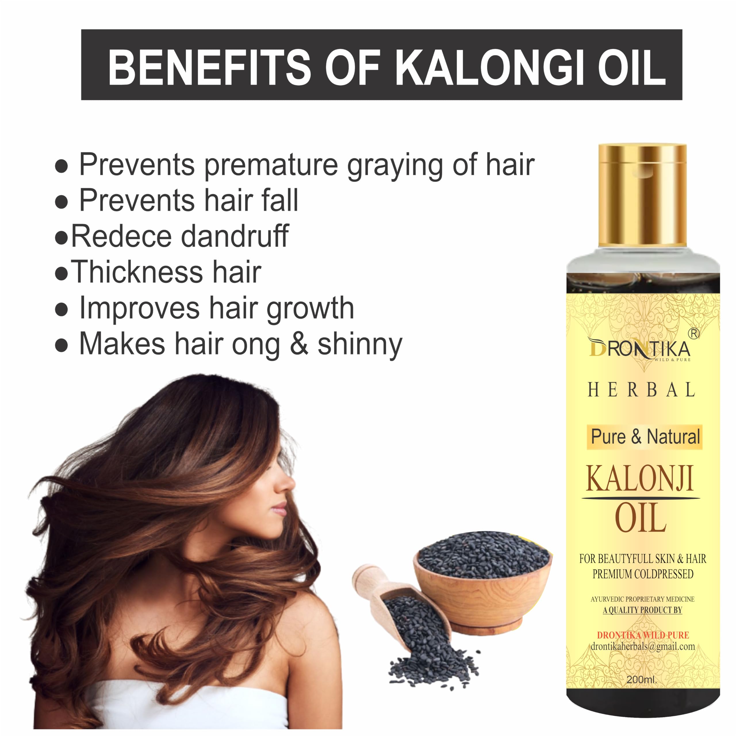 Premium Cold Pressed Virgin Black Seed Oil (Kalonji Oil) - Nigella Sativa - 200ml (Pack of 2) - Natural Herbal Remedy for Skin, Hair & Immune Support - Perfect for Cooking, Massage & Aromatherapy