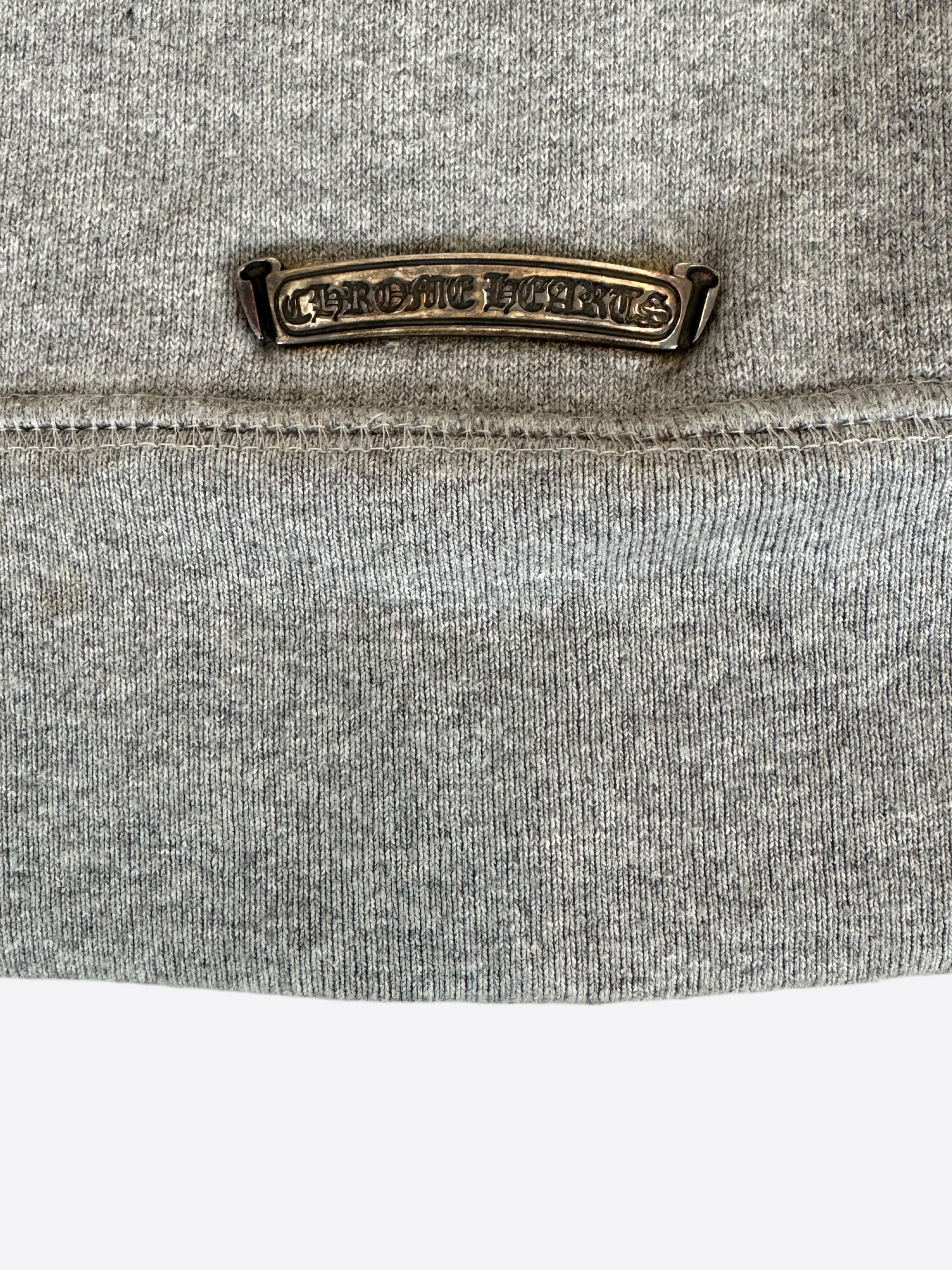 Chrome Hearts Grey & Black Triple Cross Patch Zip Up Hoodie - Stylish Streetwear for Men & Women | Perfect for Casual Outfits, Urban Fashion & Everyday Wear