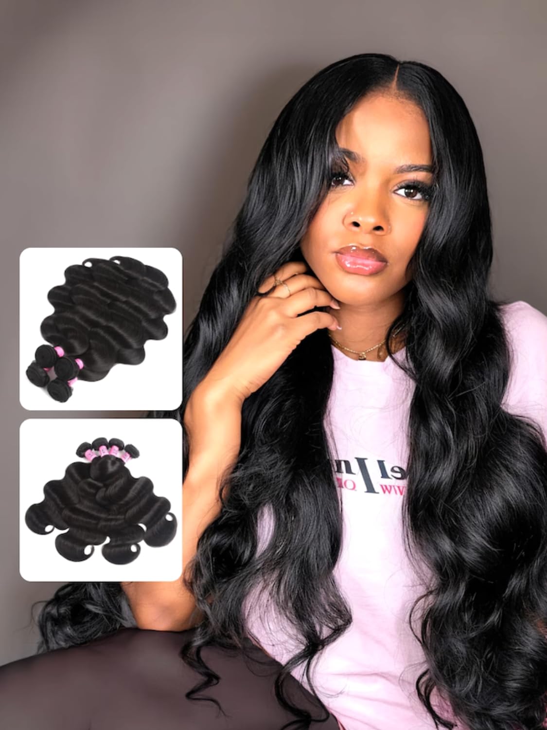 UNICE 100% Unprocessed Virgin Malaysian Body Wave Human Hair Weave - 3 Bundles (14/16/18 Inches) | Natural Color Sew-In Hair Extensions for Styling & Volume | Perfect for Daily Wear, Parties & Special Occasions