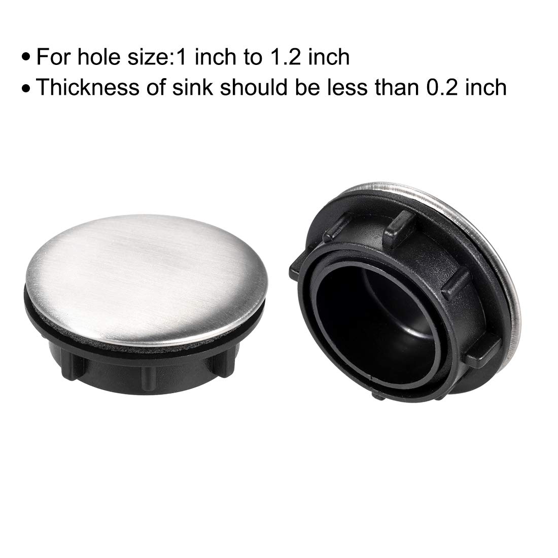 uxcell 2-Pack Nickel Plated Kitchen Sink Faucet Hole Cover for 1-1.2 Inch Diameter - Perfect for Bathroom & Kitchen Sink Installation & Decoration