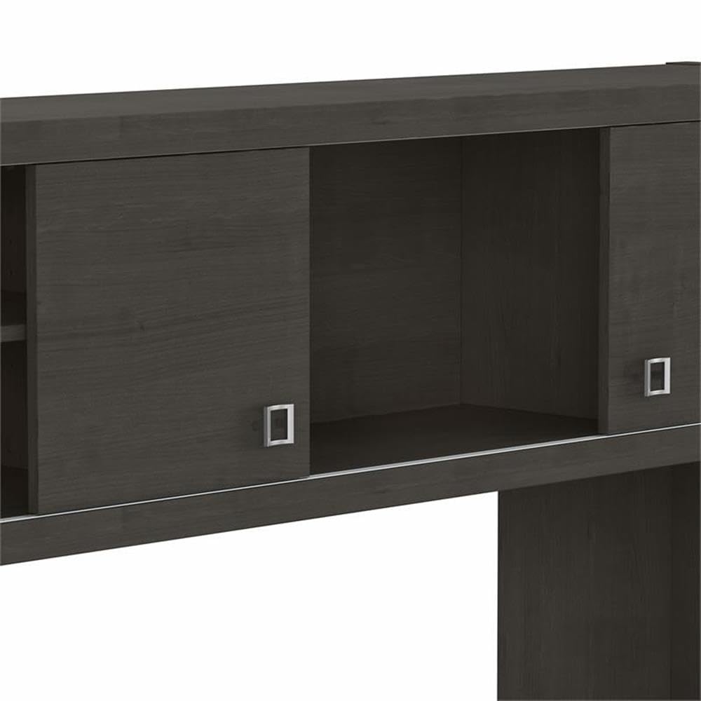 Bush Business Furniture Echo L-Shaped Desk with Hutch in Charcoal Maple - Home Office Workstation for Professionals & Remote Workers