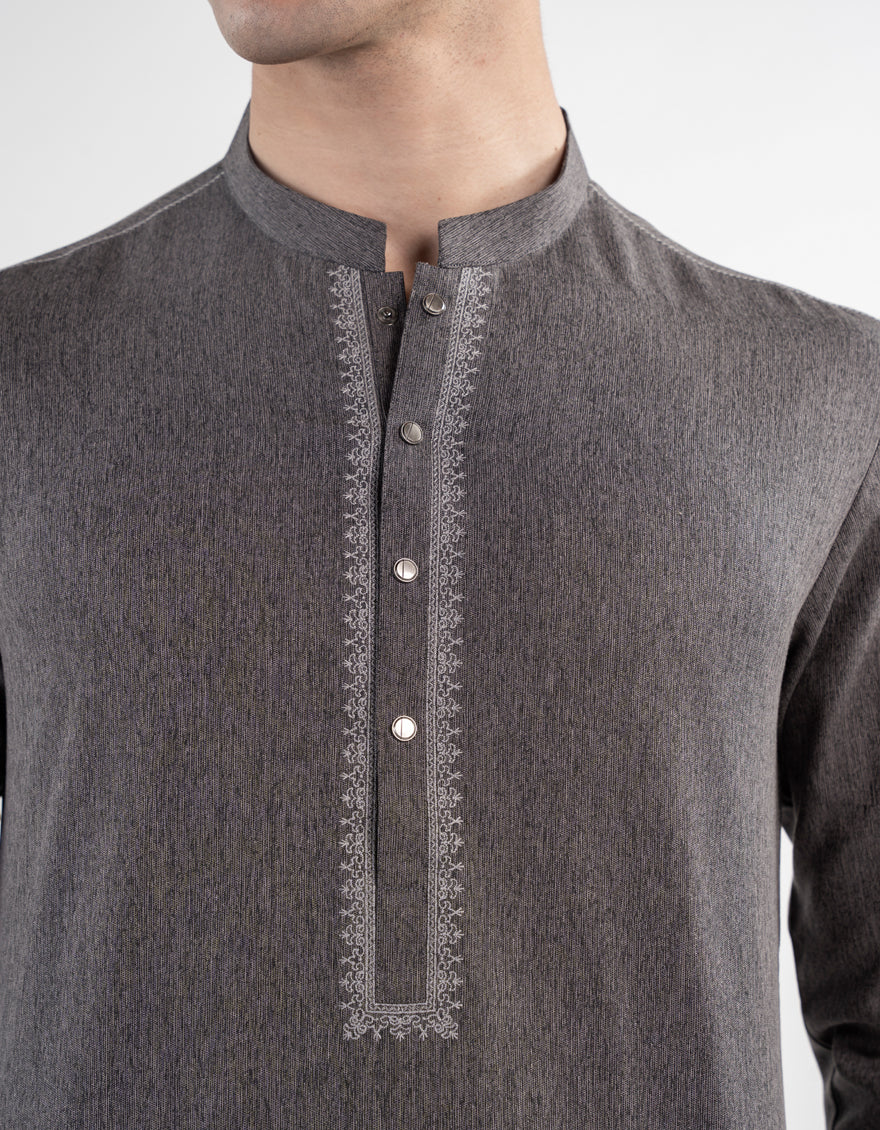 Stylish Blended Grey Kurta Trouser by J. Junaid Jamshed - Comfortable Ethnic Wear for Men - Perfect for Weddings, Festivals & Casual Outings