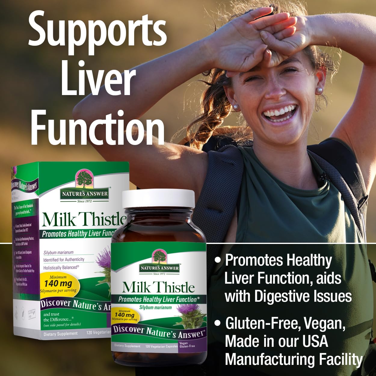 Nature's Answer Maximum Strength Milk Thistle 120 Capsules - 200mg Silymarin for Liver Support, Digestion & Stomach Relief | Herbal Supplement for Detox, Hangover & Gut Health