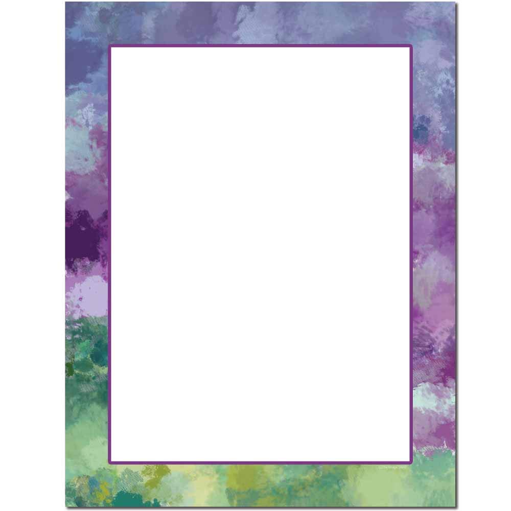 Impressionistic Border Letterhead Paper - 100 Sheets for Laser & Inkjet Printers - Premium Stationery for Business Correspondence, Office Use & Creative Projects