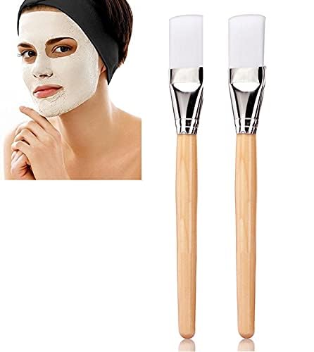 Boulevard Women's 2-Piece Wooden Facial Brush Set with Spa Headband - Makeup & Skincare Tools for Face Mask Application - Multi Color (Pack of 3) | Perfect for At-Home Spa Days & Beauty Routines