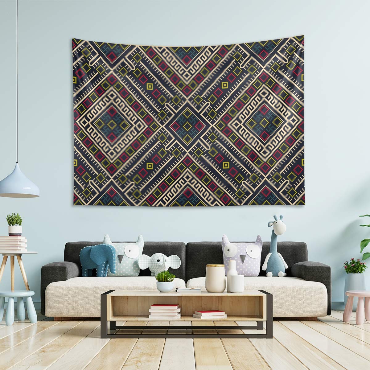 Boho Geometric Wall Tapestry - Large 60x50 Inch Bohemian Room Decor for Bedroom, Dorm, Living Room | Perfect for Home Decoration, Yoga Studio & Festival Backdrop