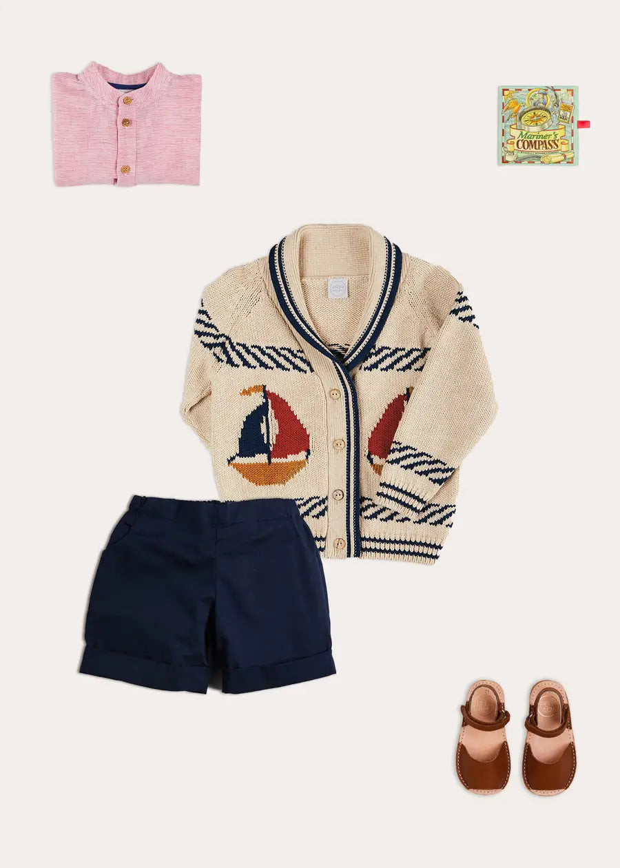 Cozy Knitted Boat Neck Cardigan for Toddler Boys - Soft & Warm Sweater for Playdates, Outings & Family Photos