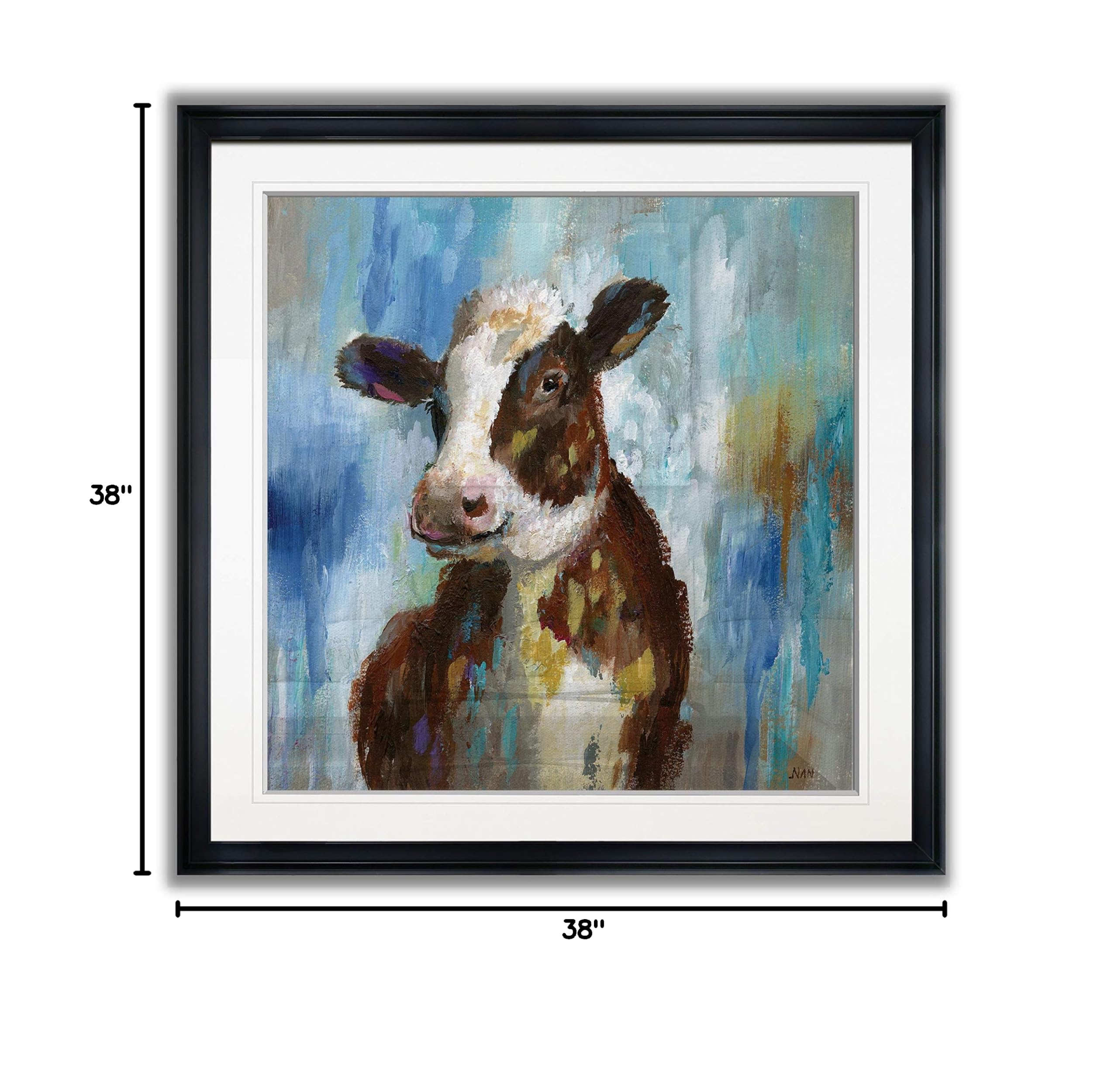 Nan Nursery Spring Calf Animal Wall Art - 32x32 Inch Abstract Canvas Painting for Kids Room Decor, Black Giclee Print | Perfect for Nursery, Playroom & Children's Bedroom Wall Decor