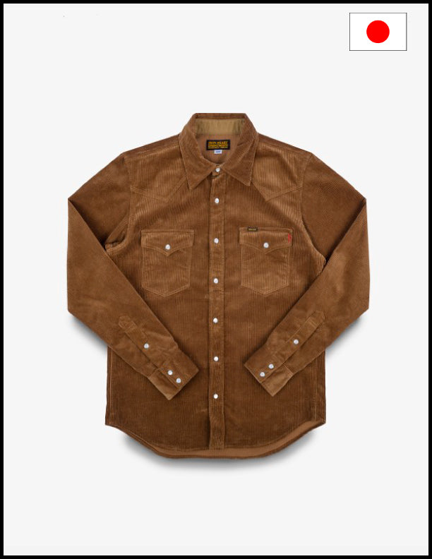 Iron Heart IHSH 398 11oz Corduroy Western Shirt in Camel - Durable Workwear for Cowboy Style & Outdoor Adventures