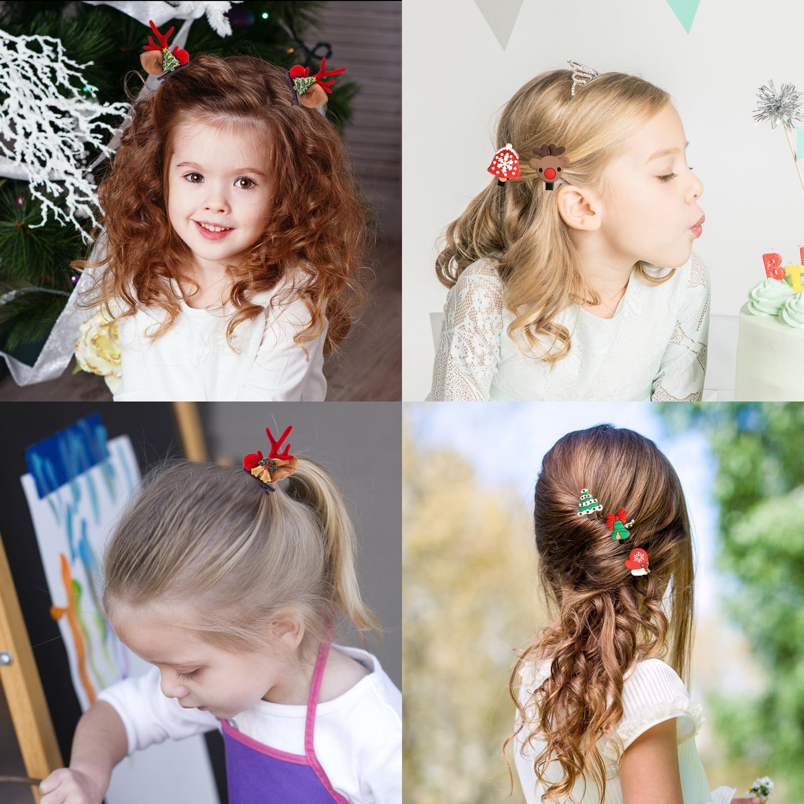 18-Piece Christmas Hair Clips Set - Festive Elk & Santa Claus Designs - Small Holiday Hair Accessories for Women & Girls - Perfect Christmas Gifts (Set B) | Great for Holiday Parties, School Events & Christmas Photo Shoots